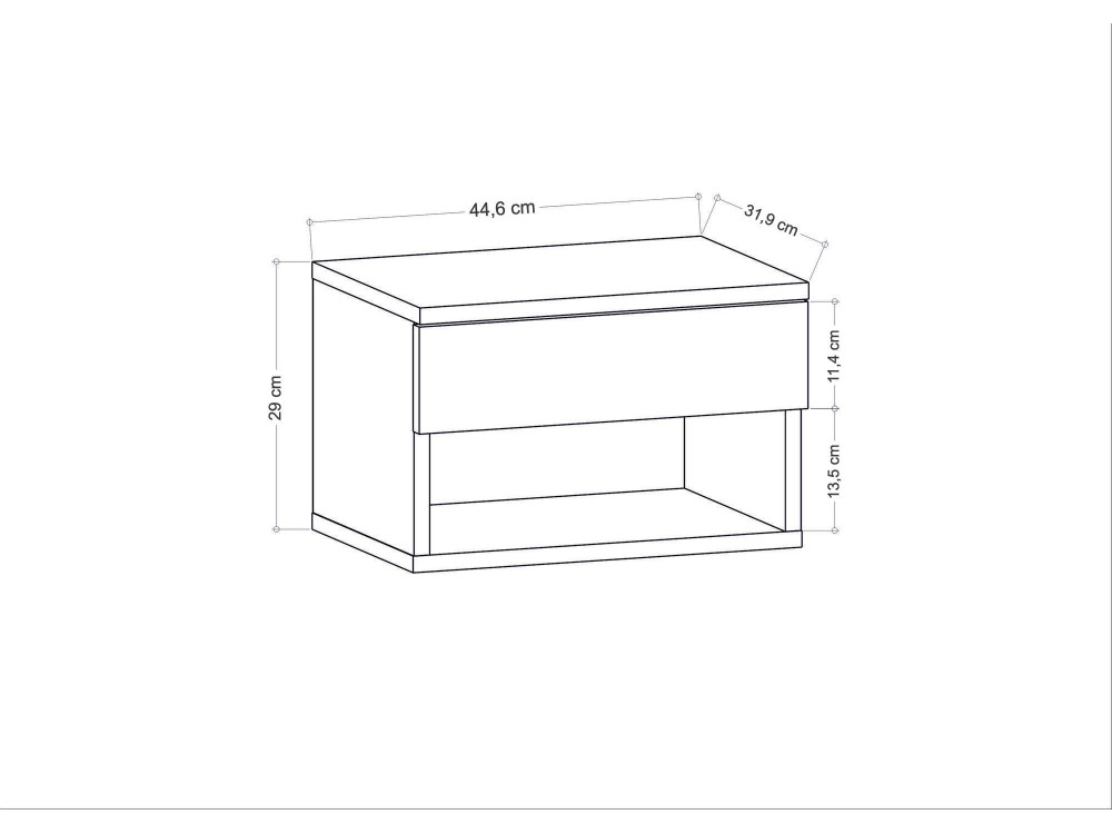 Table de chevet en bois "Jamot" - 45 x 29 x 32 cm - Blanc