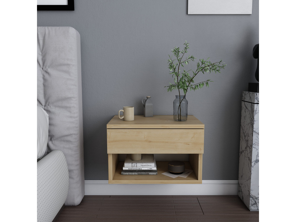 Table de chevet en bois "Jamot" - 45 x 29 x 32 cm - Beige