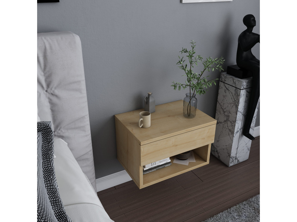 Table de chevet en bois "Jamot" - 45 x 29 x 32 cm - Beige