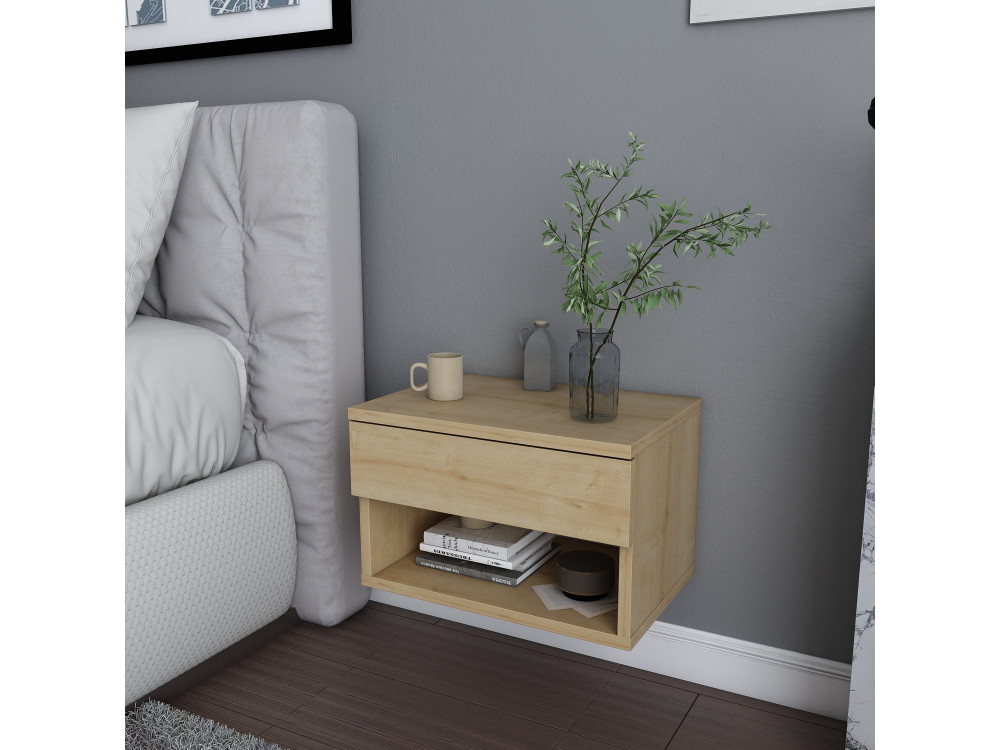 Table de chevet en bois "Jamot" - 45 x 29 x 32 cm - Beige