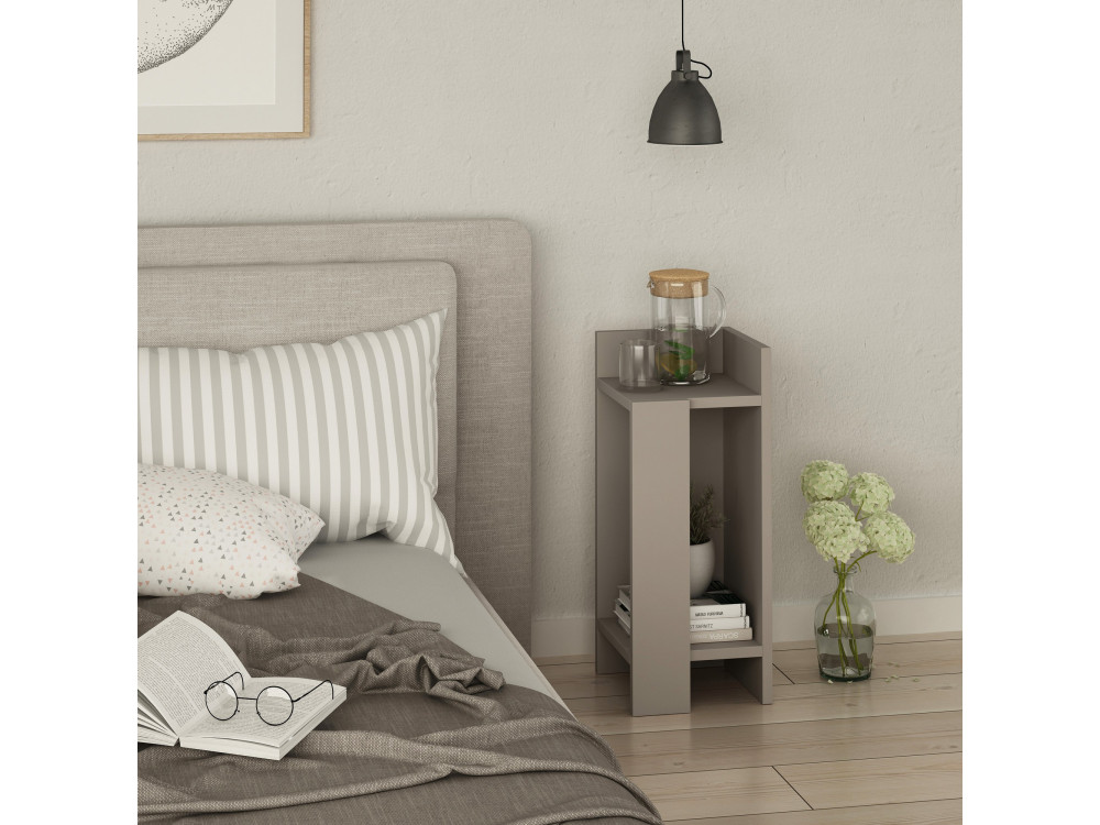 Table de chevet en bois "Elos Right" - 25 x 27 x 60 cm - Moka clair
