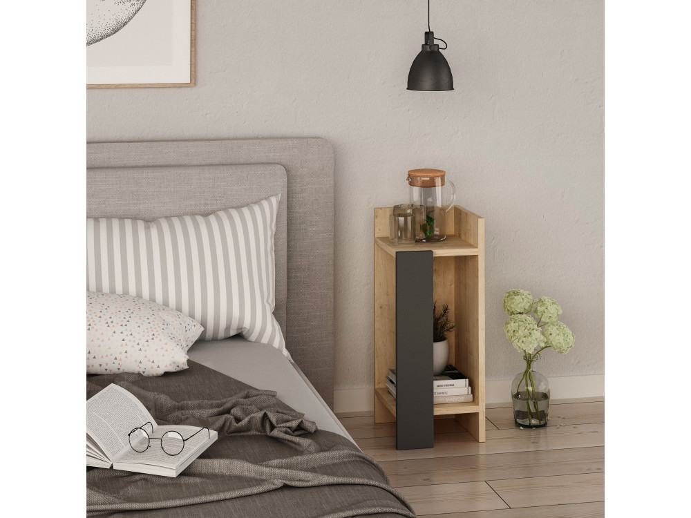 Table de chevet en bois "Elos Right" - 25 x 27 x 60 cm - Beige