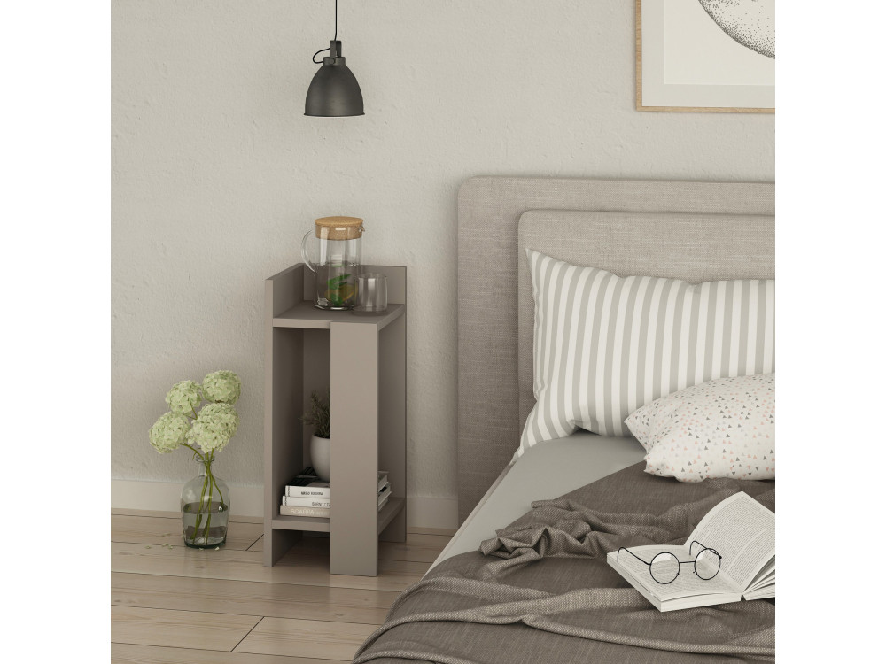 Table de chevet en bois "Elos Left" - 25 x 27 x 60 cm - Moka clair