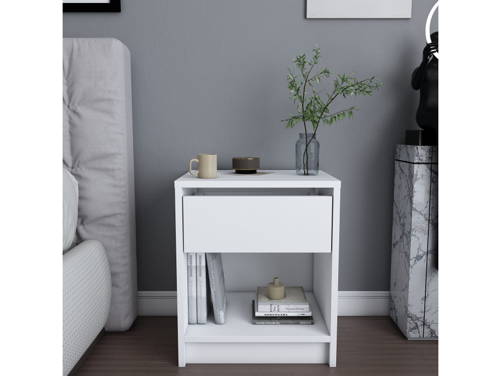 Table de chevet en bois "Sheridan" - 45 x 40 x 53 cm - Blanc