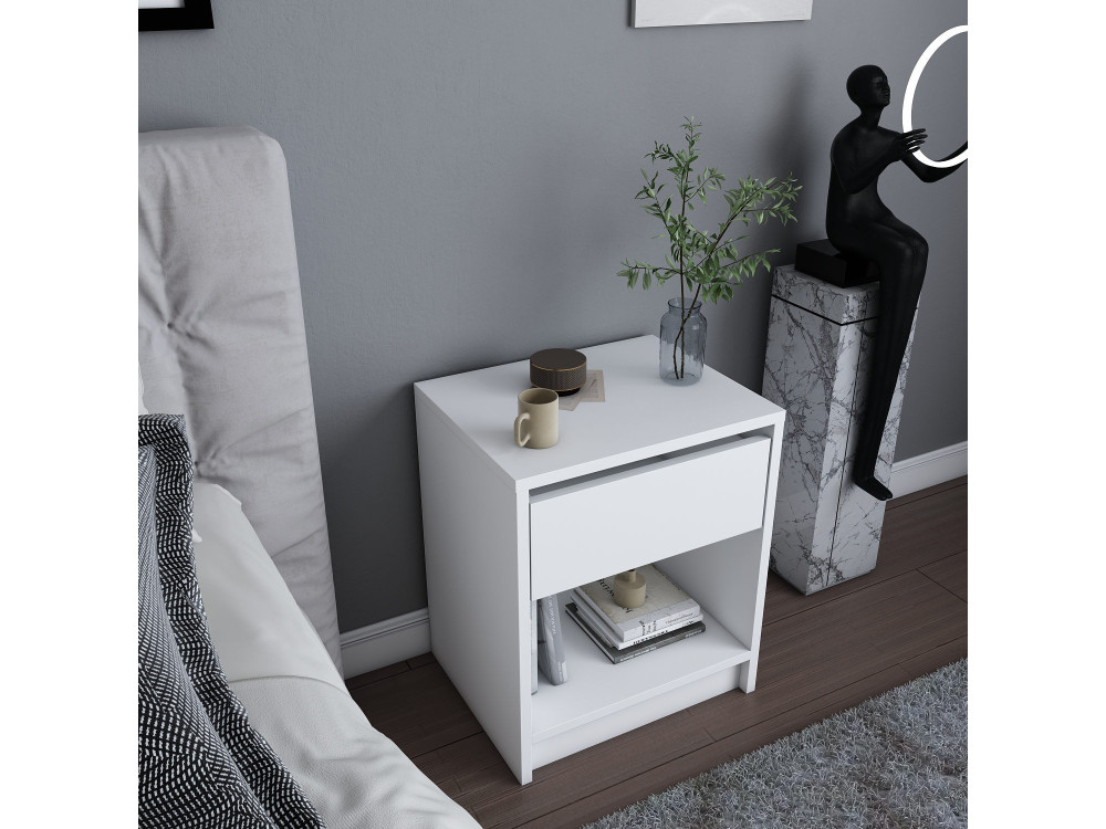 Table de chevet en bois "Sheridan" - 45 x 40 x 53 cm - Blanc