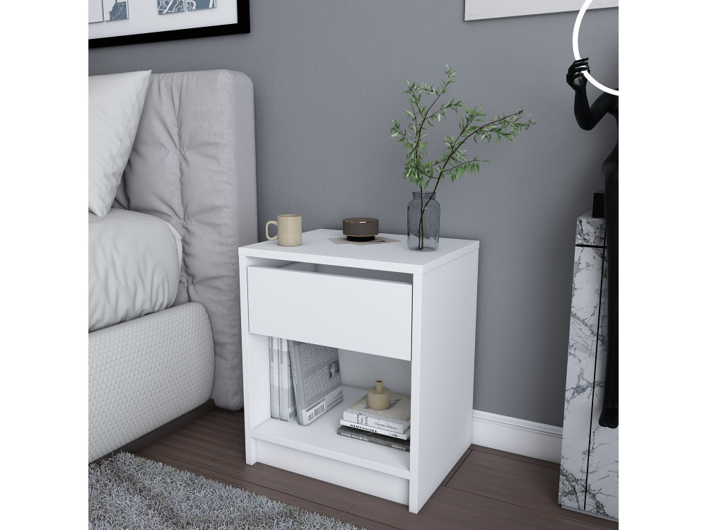 Table de chevet en bois "Sheridan" - 45 x 40 x 53 cm - Blanc