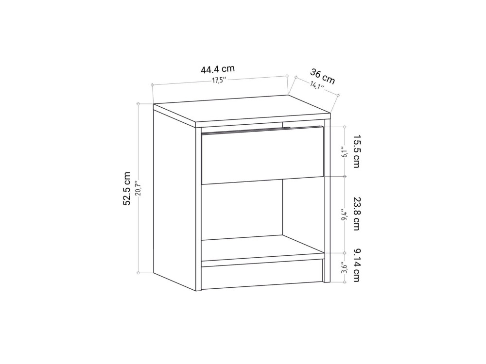 Table de chevet en bois "Sheridan" - 45 x 40 x 53 cm - Blanc