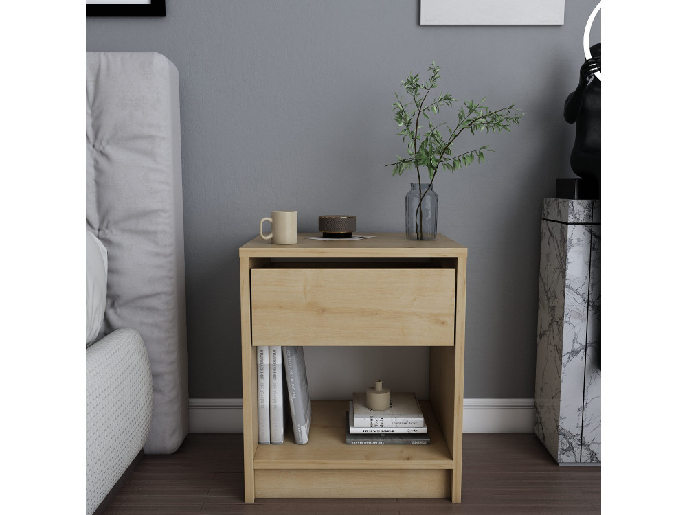 Table de chevet en bois "Sheridan" - 45 x 40 x 53 cm - Beige