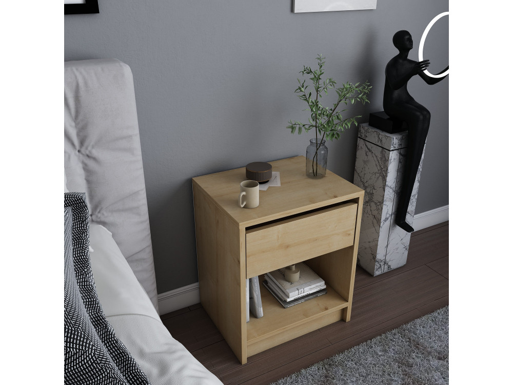Table de chevet en bois "Sheridan" - 45 x 40 x 53 cm - Beige