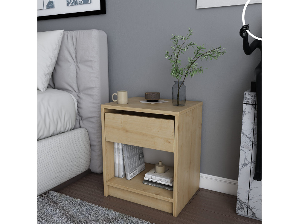 Table de chevet en bois "Sheridan" - 45 x 40 x 53 cm - Beige