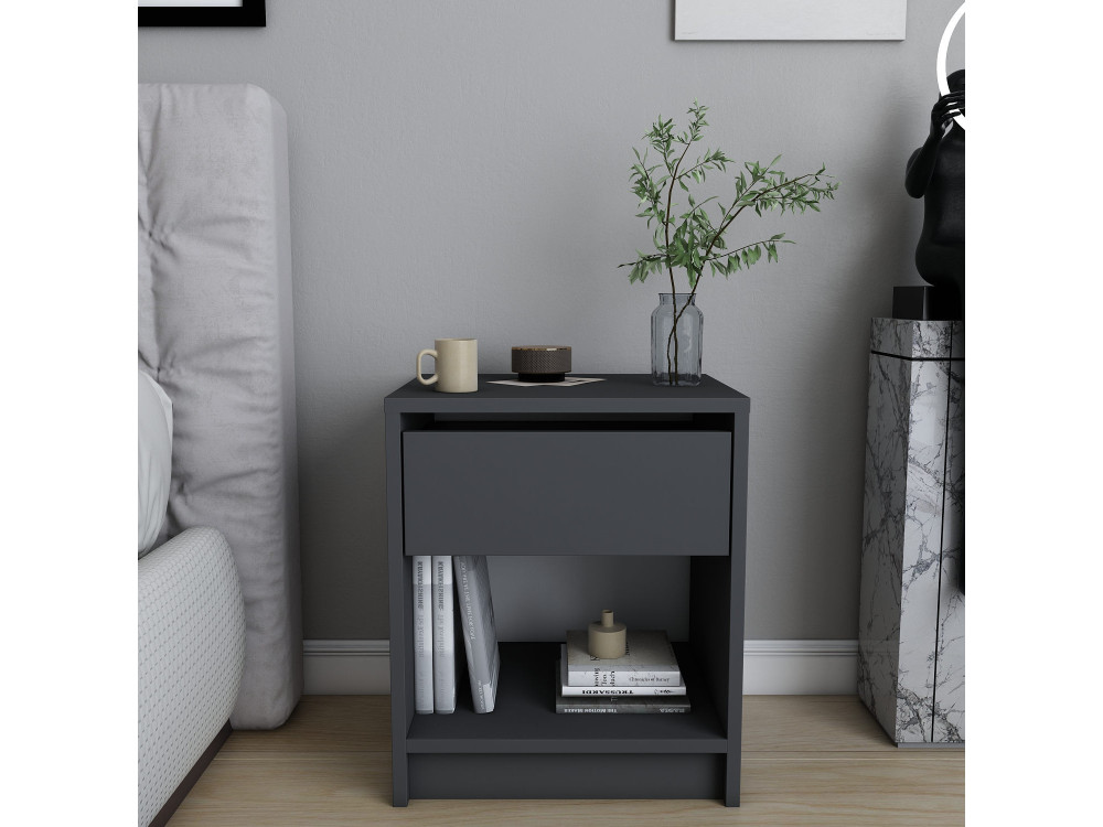 Table de chevet en bois "Sheridan" - 45 x 40 x 53 cm - Gris anthracite