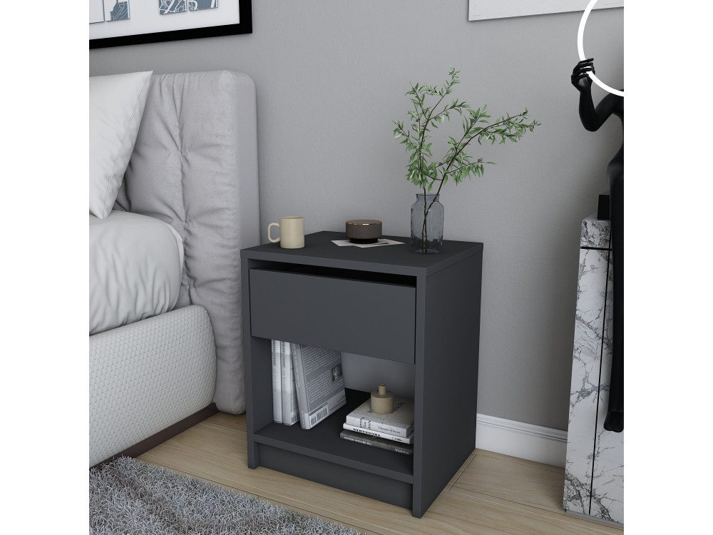 Table de chevet en bois "Sheridan" - 45 x 40 x 53 cm - Gris anthracite