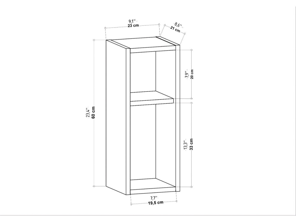 Table de chevet en bois "Sault" - 23 x 22 x 60 cm - Blanc