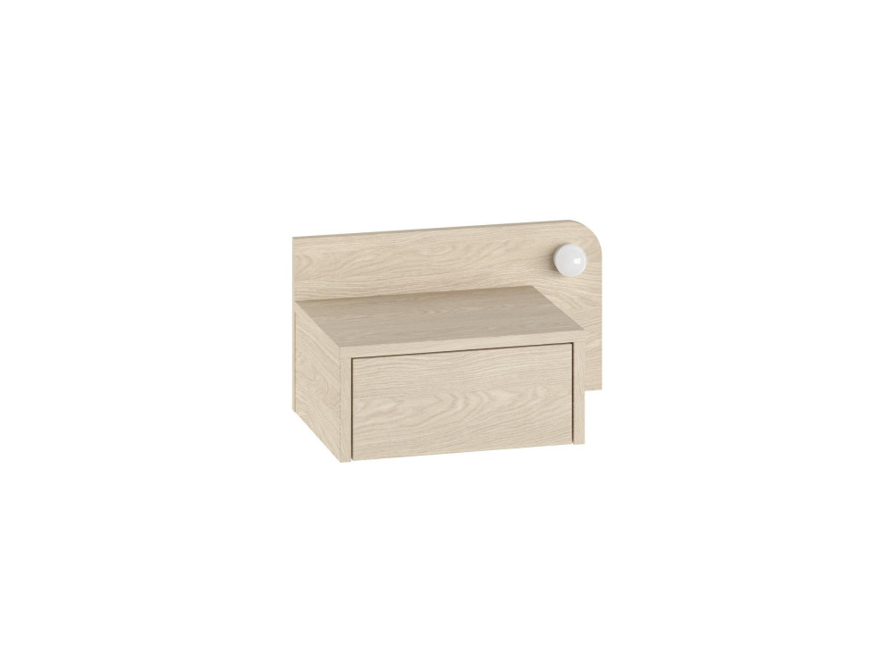 Table de chevet avec ampoule en bois "Dotta" - 52 x 30 x 28 cm - Beige