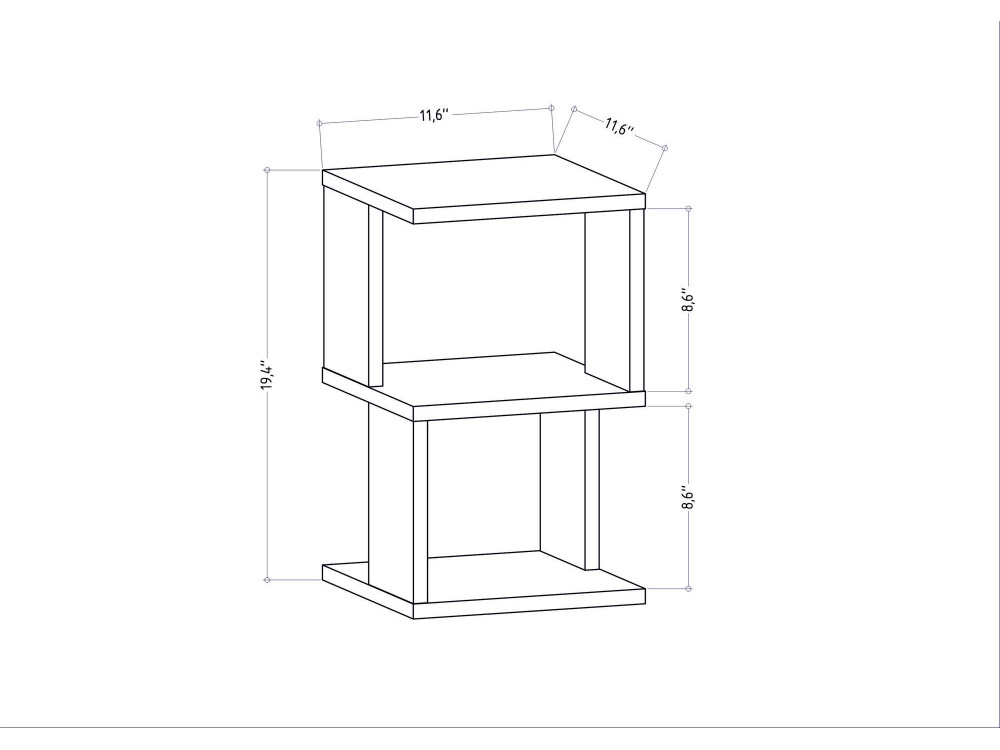 Table de chevet en bois "Carter" - 30 x 30 x 49 cm - Blanc