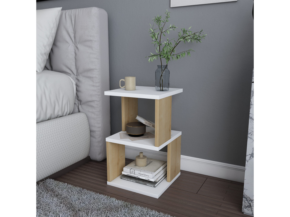 Table de chevet en bois "Carter" - 30 x 30 x 49 cm - Blanc
