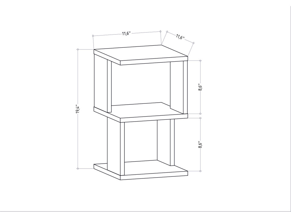 Table de chevet en bois "Carter" - 30 x 30 x 49 cm - Blanc