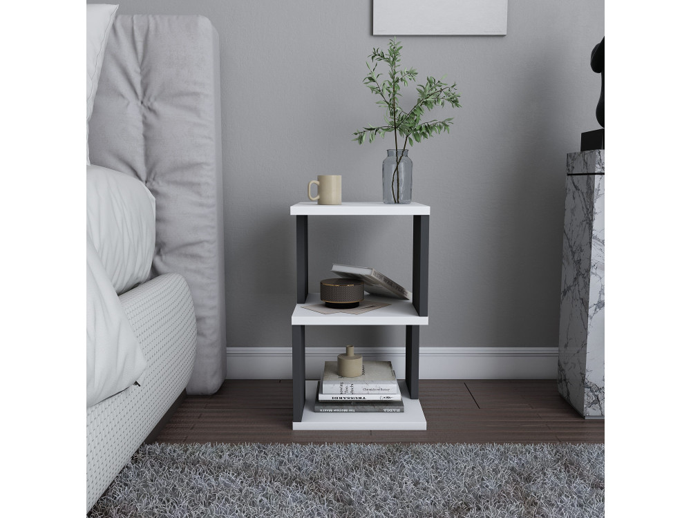 Table de chevet en bois "Carter" - 30 x 30 x 49 cm - Blanc