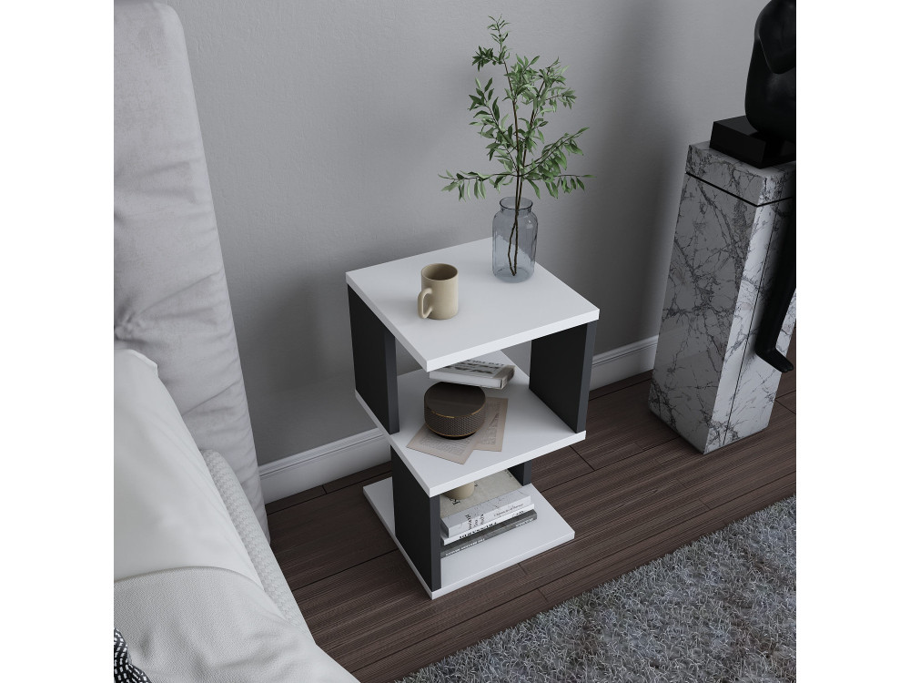 Table de chevet en bois "Carter" - 30 x 30 x 49 cm - Blanc