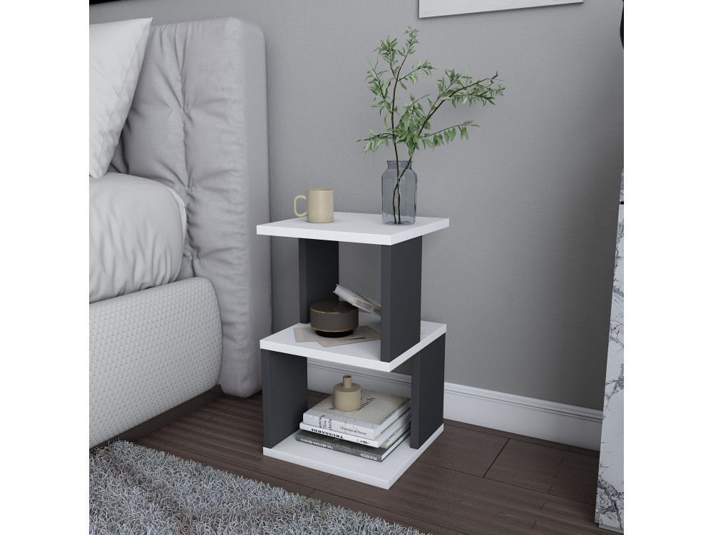 Table de chevet en bois "Carter" - 30 x 30 x 49 cm - Blanc