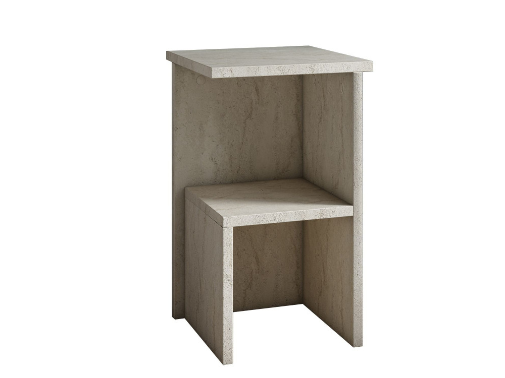Table de chevet en bois "Roisin" - 30 x 30 x 50 cm - Travertin