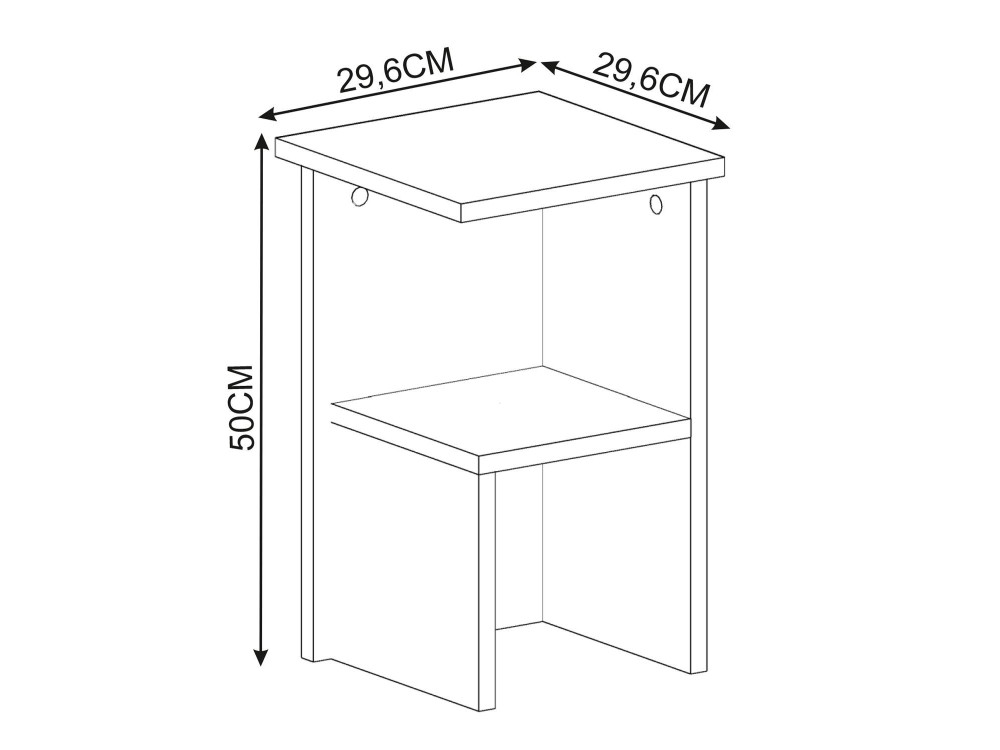 Table de chevet en bois "Roisin" - 30 x 30 x 50 cm - Travertin