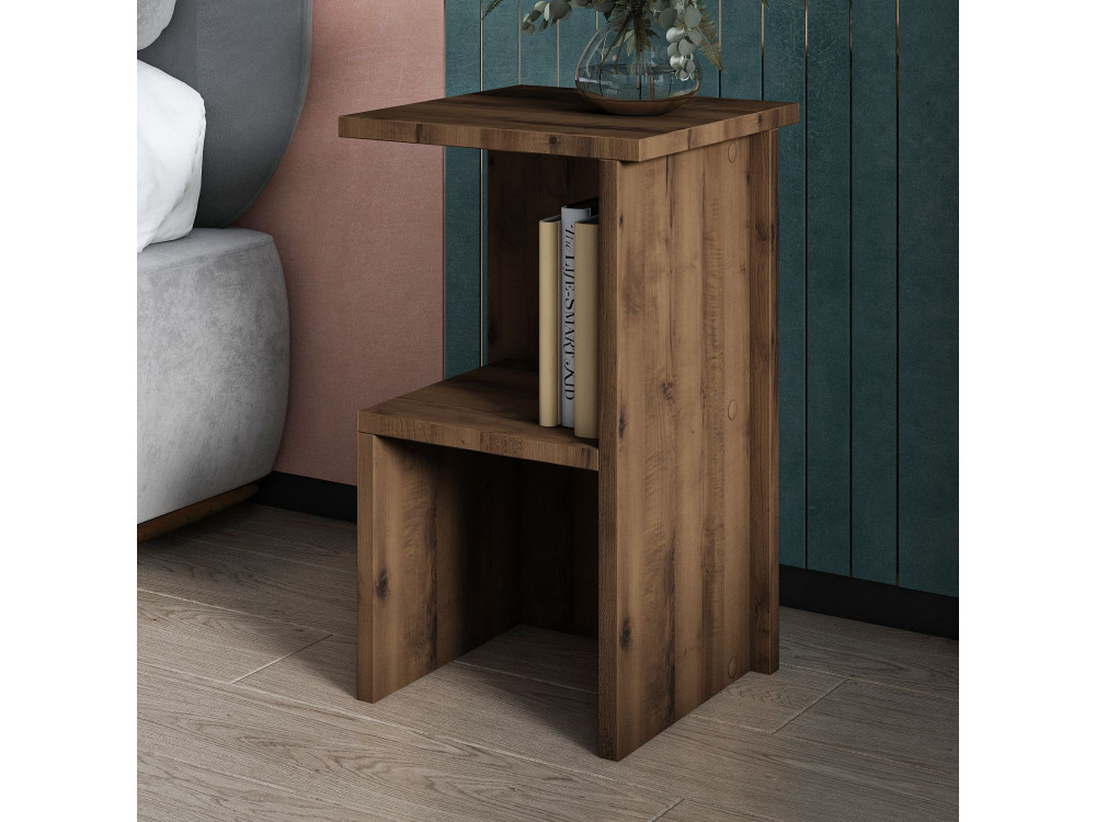 Table de chevet en bois "Roisin" - 30 x 30 x 50 cm - Marron