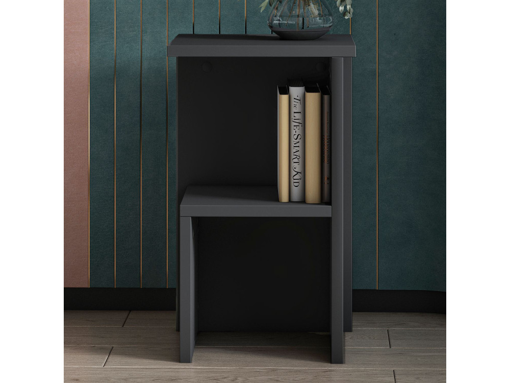 Table de chevet en bois "Roisin" - 30 x 30 x 50 cm - Gris anthracite