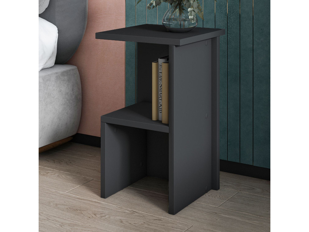 Table de chevet en bois "Roisin" - 30 x 30 x 50 cm - Gris anthracite