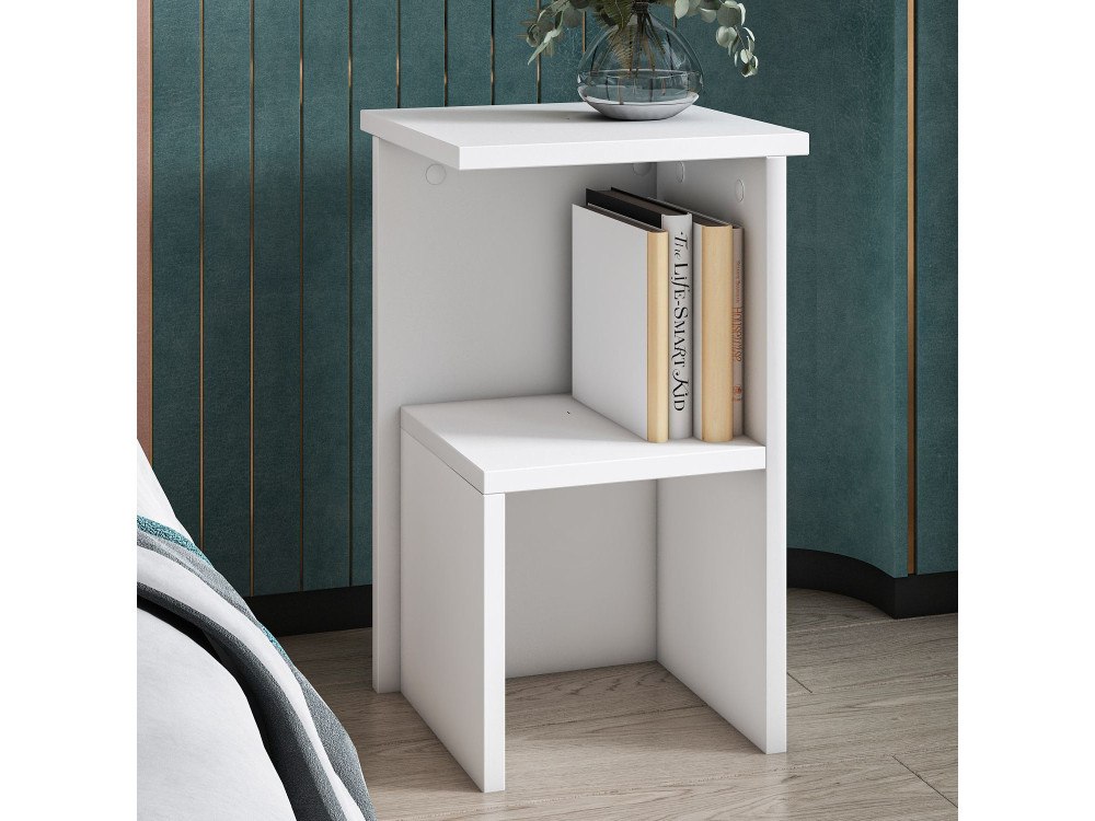 Table de chevet en bois "Roisin" - 30 x 30 x 50 cm - Blanc