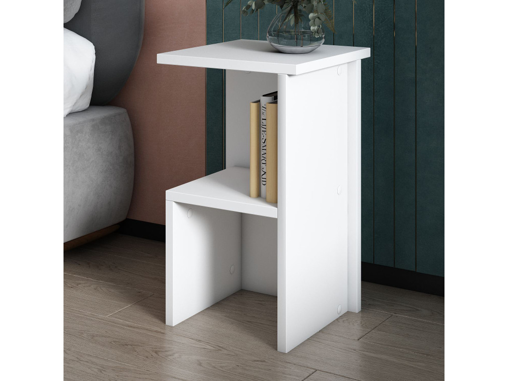 Table de chevet en bois "Roisin" - 30 x 30 x 50 cm - Blanc