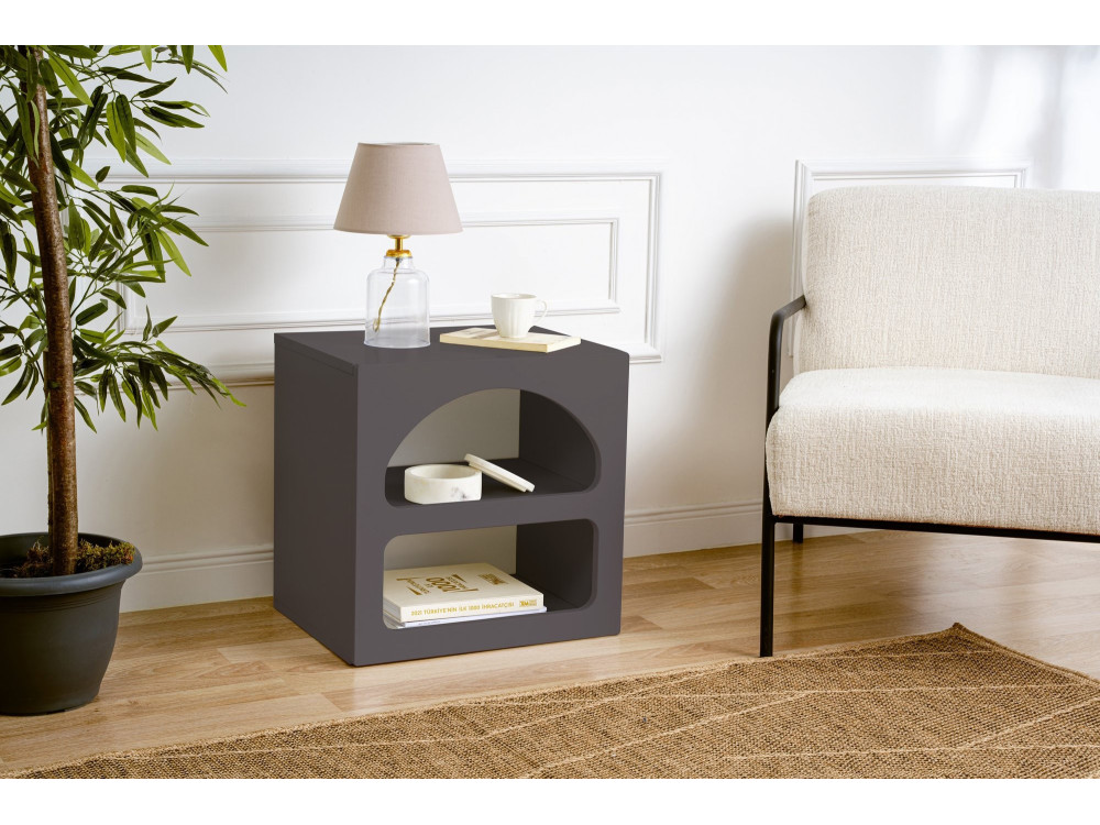 Table de chevet en bois "Lorin" - 50 x 40 x 50 cm - Gris anthracite