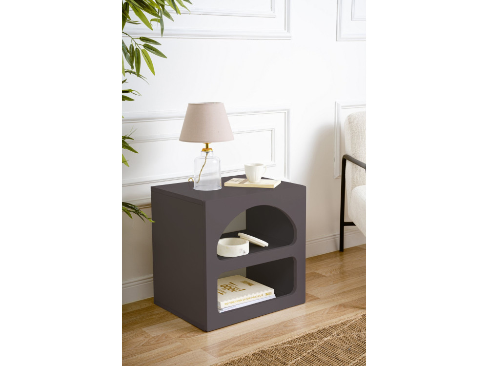 Table de chevet en bois "Lorin" - 50 x 40 x 50 cm - Gris anthracite