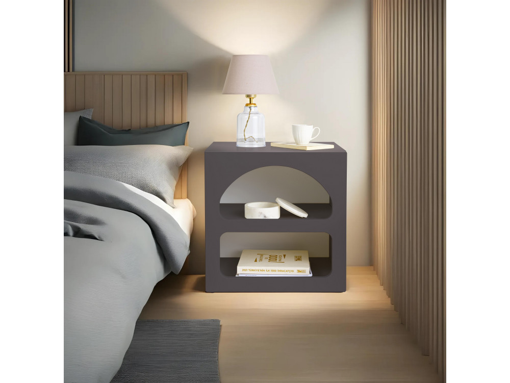 Table de chevet en bois "Lorin" - 50 x 40 x 50 cm - Gris anthracite