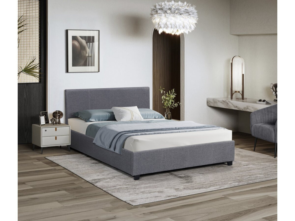 Lit double avec coffre "Carla" - 180 x 200 - Gris