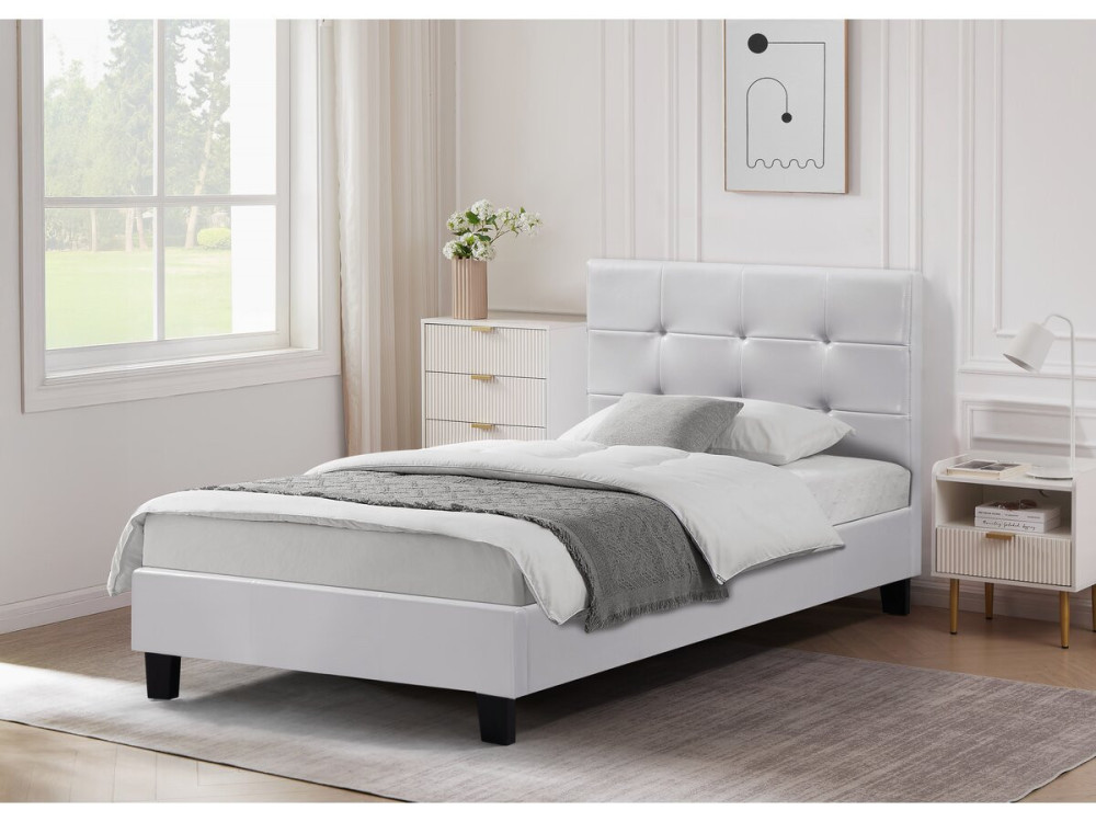Lit simple en pvc "Julia" - 90 x 190 cm - Blanc