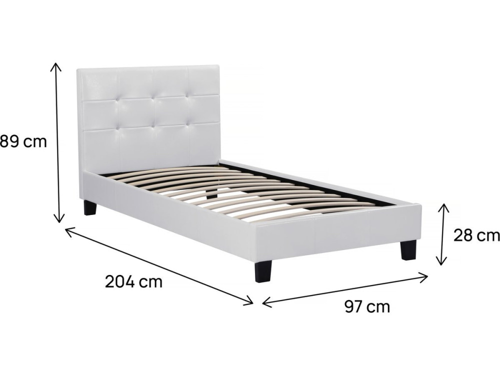 Lit simple en pvc "Julia" - 90 x 190 cm - Blanc