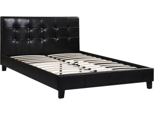 Lit double en pvc "Julia" - 140 x 190 cm - Noir