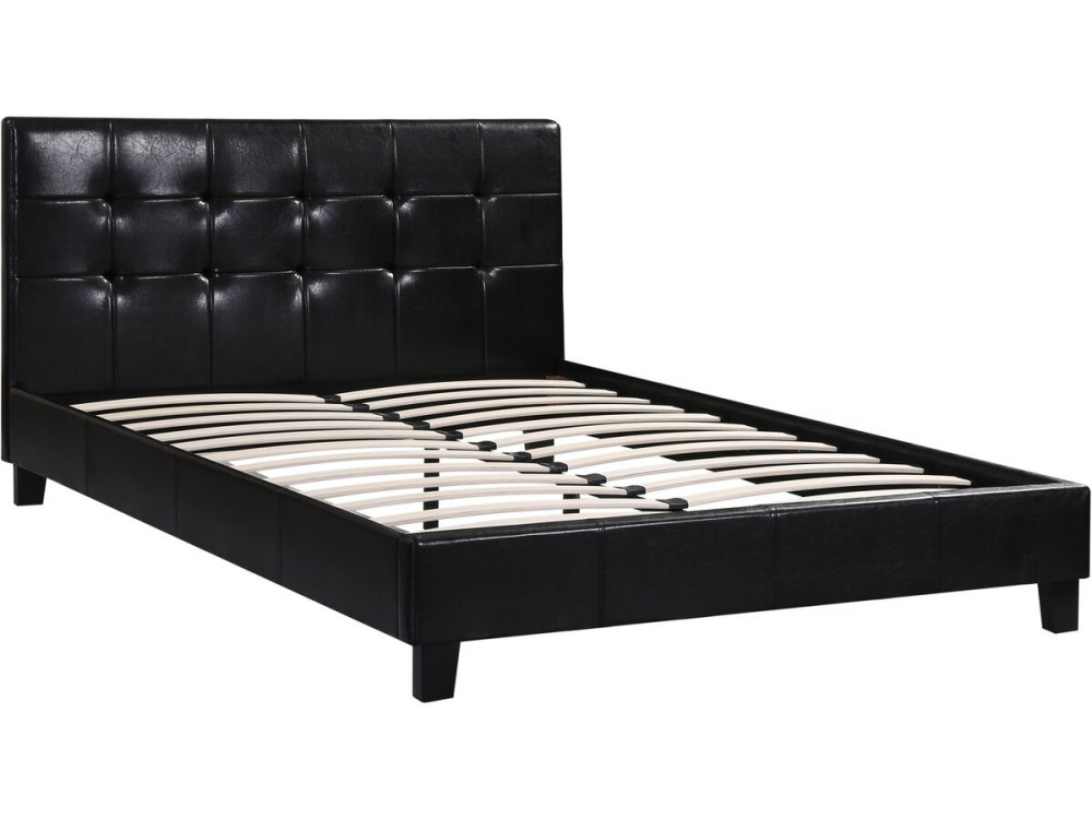 Lit double en pvc "Julia" - 140 x 190 cm - Noir