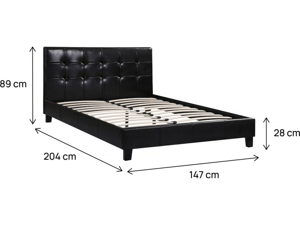 Lit double en pvc "Julia" - 140 x 190 cm - Noir