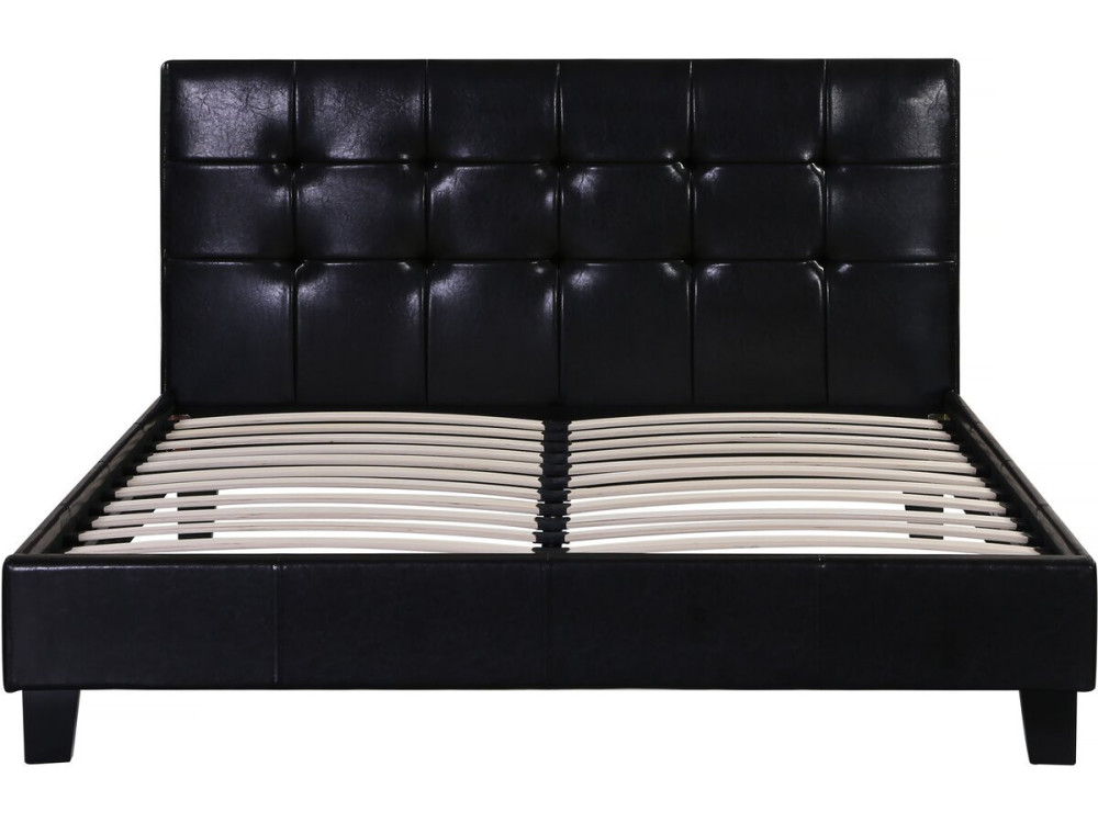 Lit double en pvc "Julia" - 140 x 190 cm - Noir
