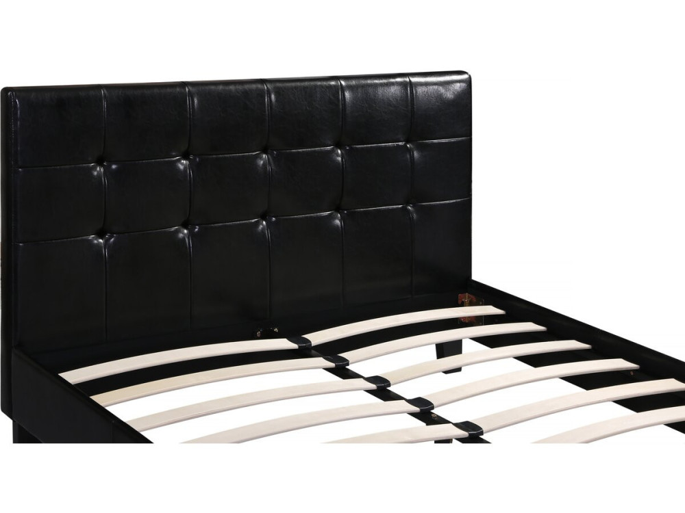 Lit double en pvc "Julia" - 140 x 190 cm - Noir
