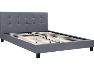 Lit double en pvc "Julia" - 140 x 190 cm - Gris