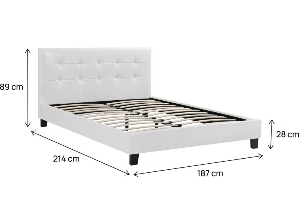 Lit double en pvc "Julia" - 180 x 200 - Blanc