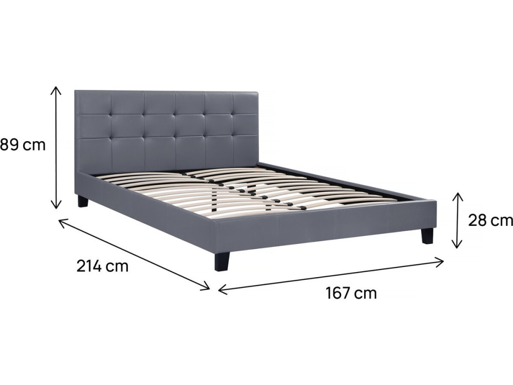Lit double en pvc "Julia" - 160 x 200 - Gris clair