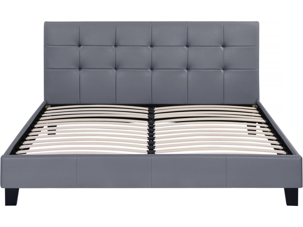 Lit double en pvc "Julia" - 160 x 200 - Gris clair