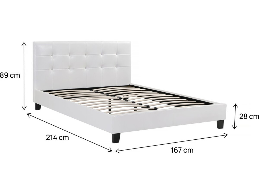 Lit double en pvc "Julia" - 160 x 200 cm - Blanc