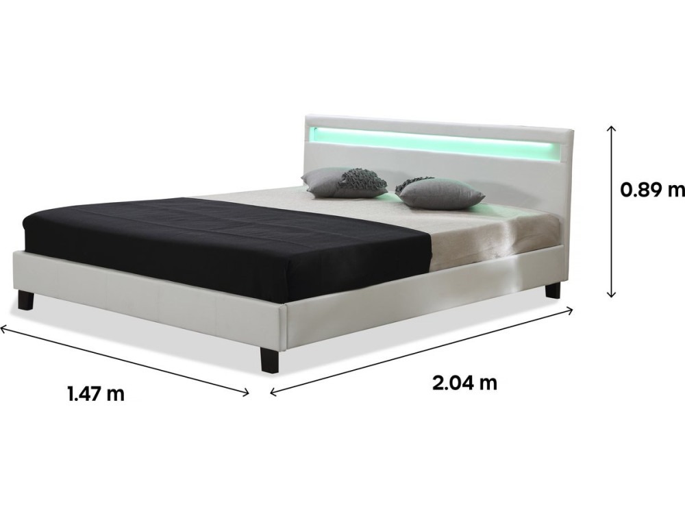 Lit LED "Maria" - 140 x 190 cm - Blanc