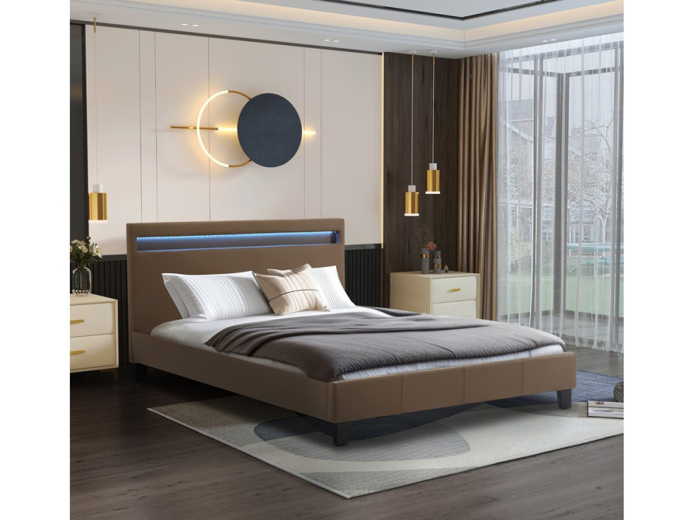 Lit LED "Maria" - 140 x 190 cm - Taupe