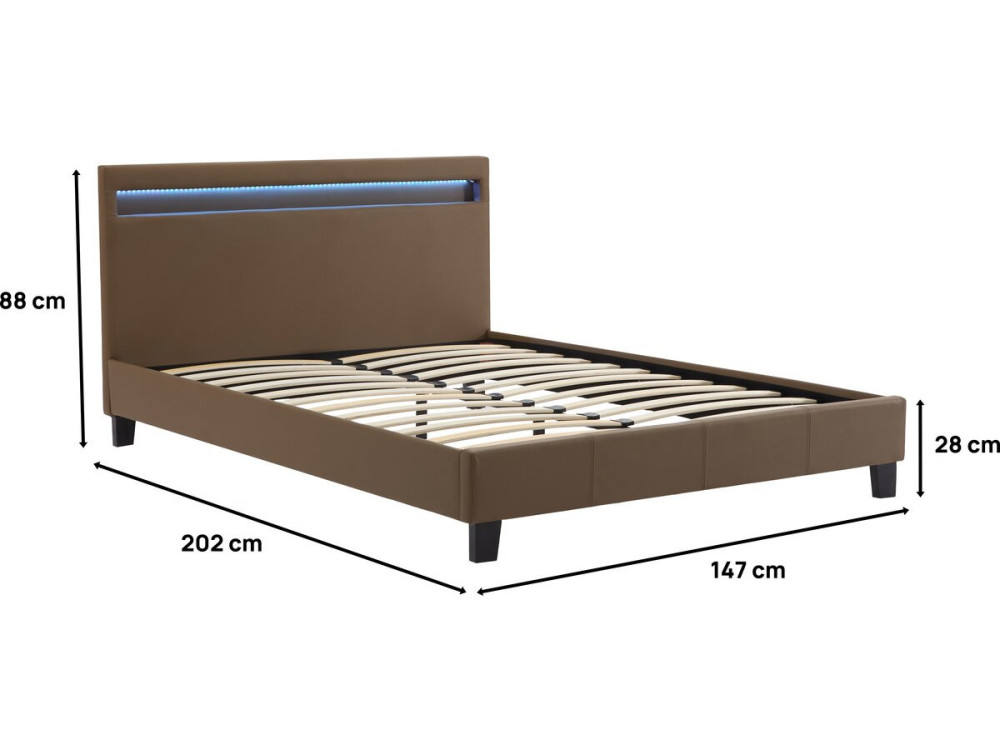 Lit LED "Maria" - 140 x 190 cm - Taupe